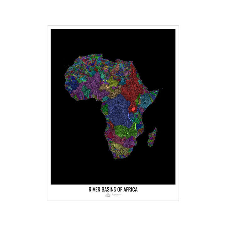 Mapa personalizado da bacia hidrográfica da África Impressão fotográfica artística