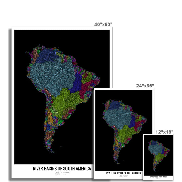 Mapa personalizado da bacia hidrográfica da América do Sul Impressão fotográfica artística