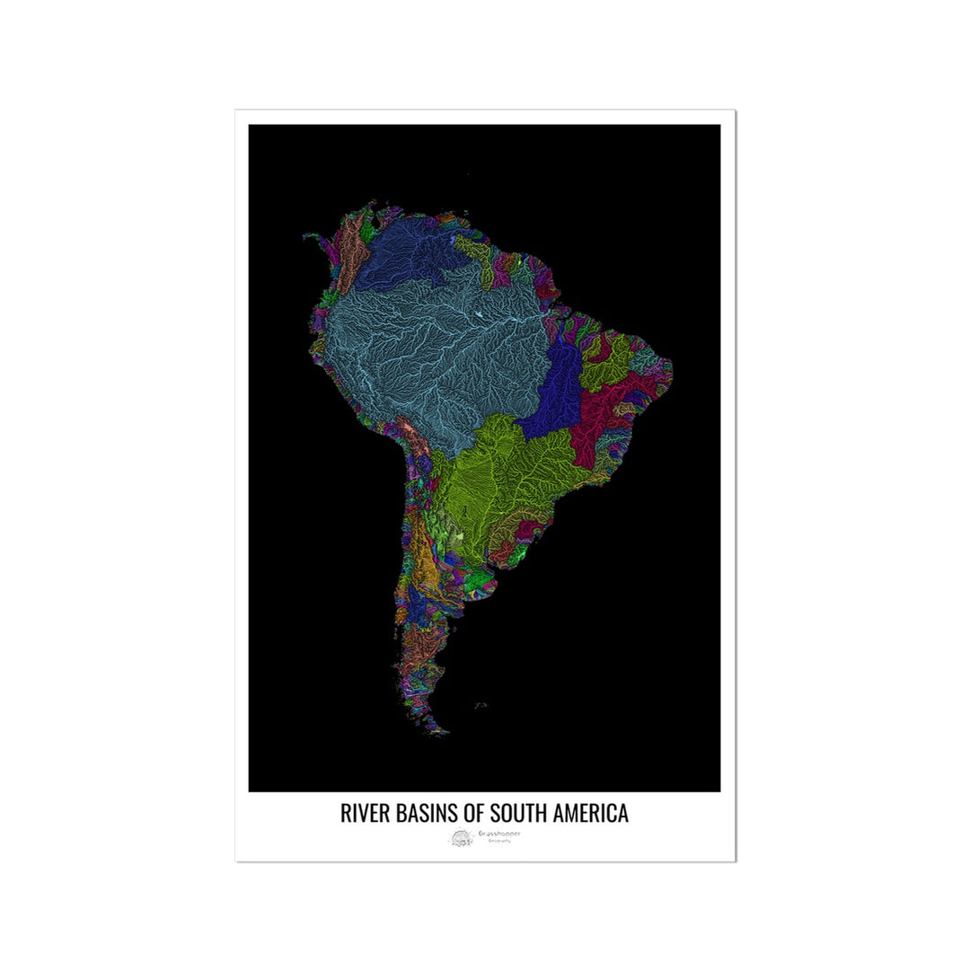 Mapa personalizado da bacia hidrográfica da América do Sul Impressão fotográfica artística