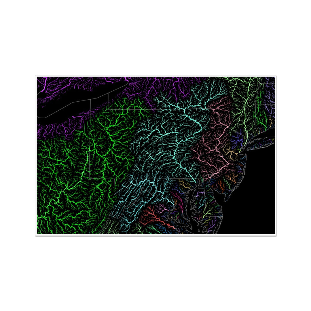 Carte personnalisée du bassin fluvial de Pennsylvanie Photo Art Print