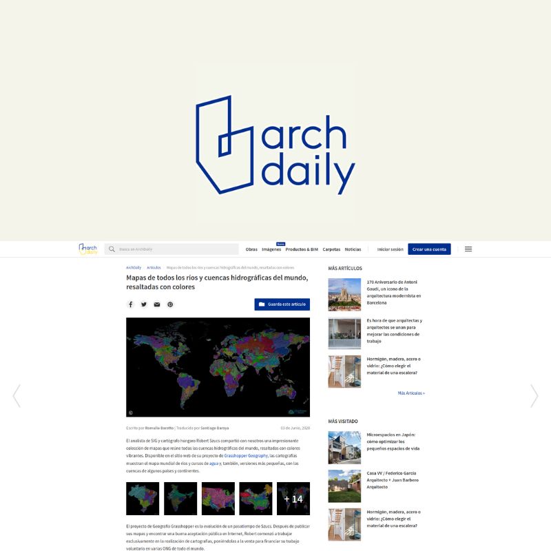 Screenshot of article about Grasshopper Geography on Arch Daily