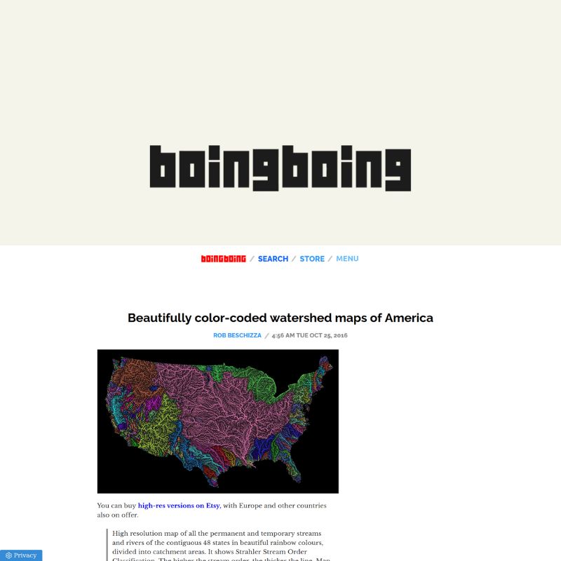 Screenshot of article about Grasshopper Geography on BoingBoing