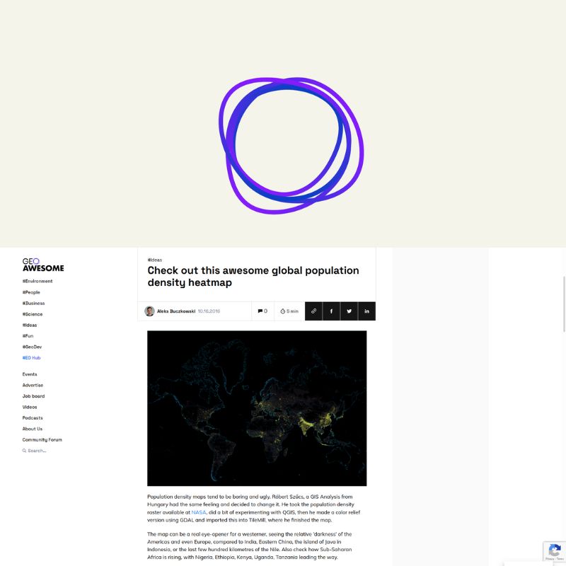 Screenshot of article about Grasshopper Geography on GeoAwesomeness