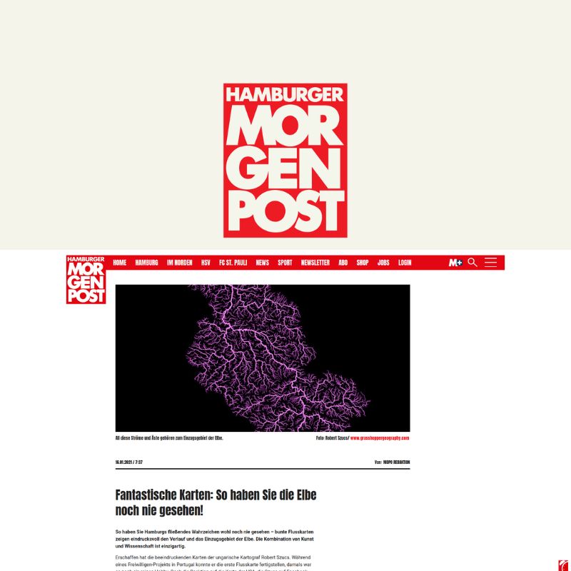 Screenshot of article about Grasshopper Geography on Hamburger Morgenpost