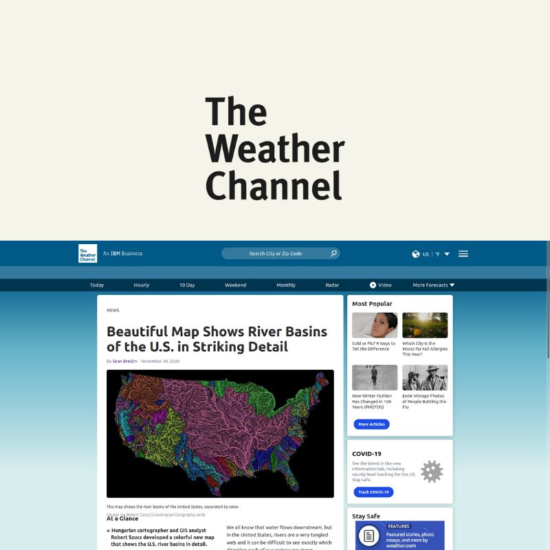 Screenshot of Weather Channel article about Grasshopper Geography