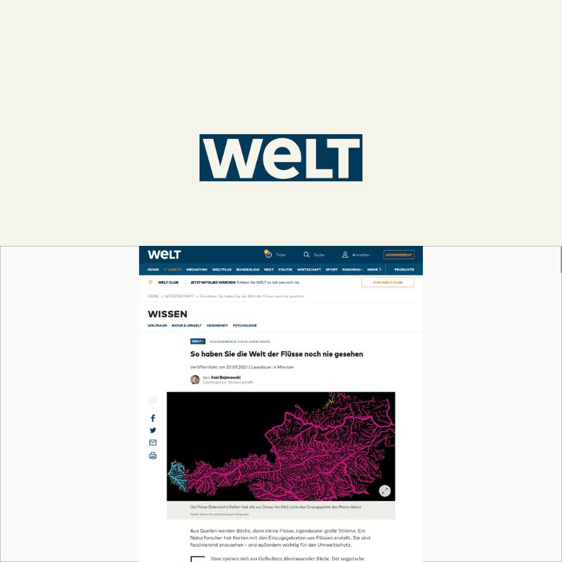 Screenshot of article about Grasshopper Geography on Die Welt