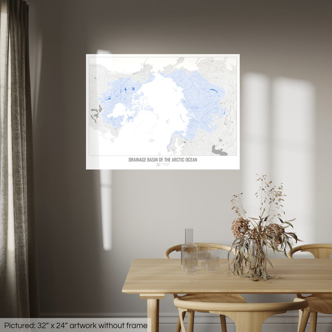 Arctic Ocean - Drainage basin map, white v1 - Fine Art Print