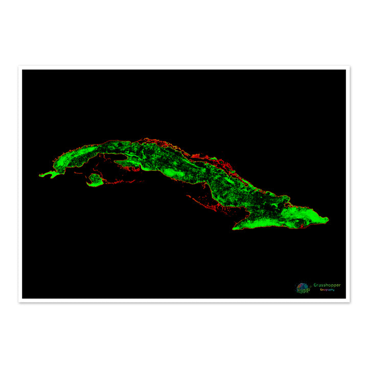 Cuba - Carte du couvert forestier - Tirage d'art