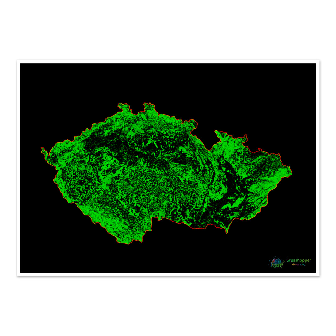 Tchéquie - Carte du couvert forestier - Tirage d'art