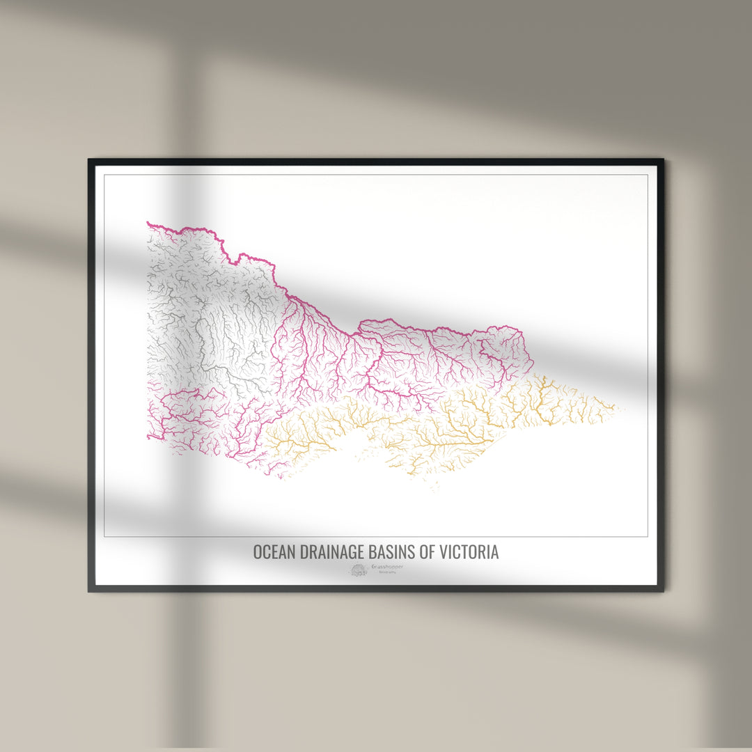 Victoria - Ocean drainage basin map, white v1 - Photo Art Print
