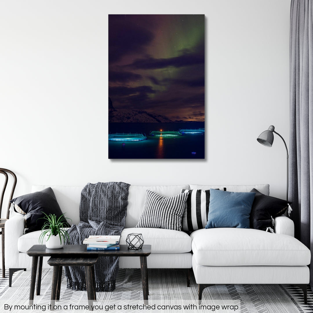 Fish pens with aurora I - Rolled Canvas