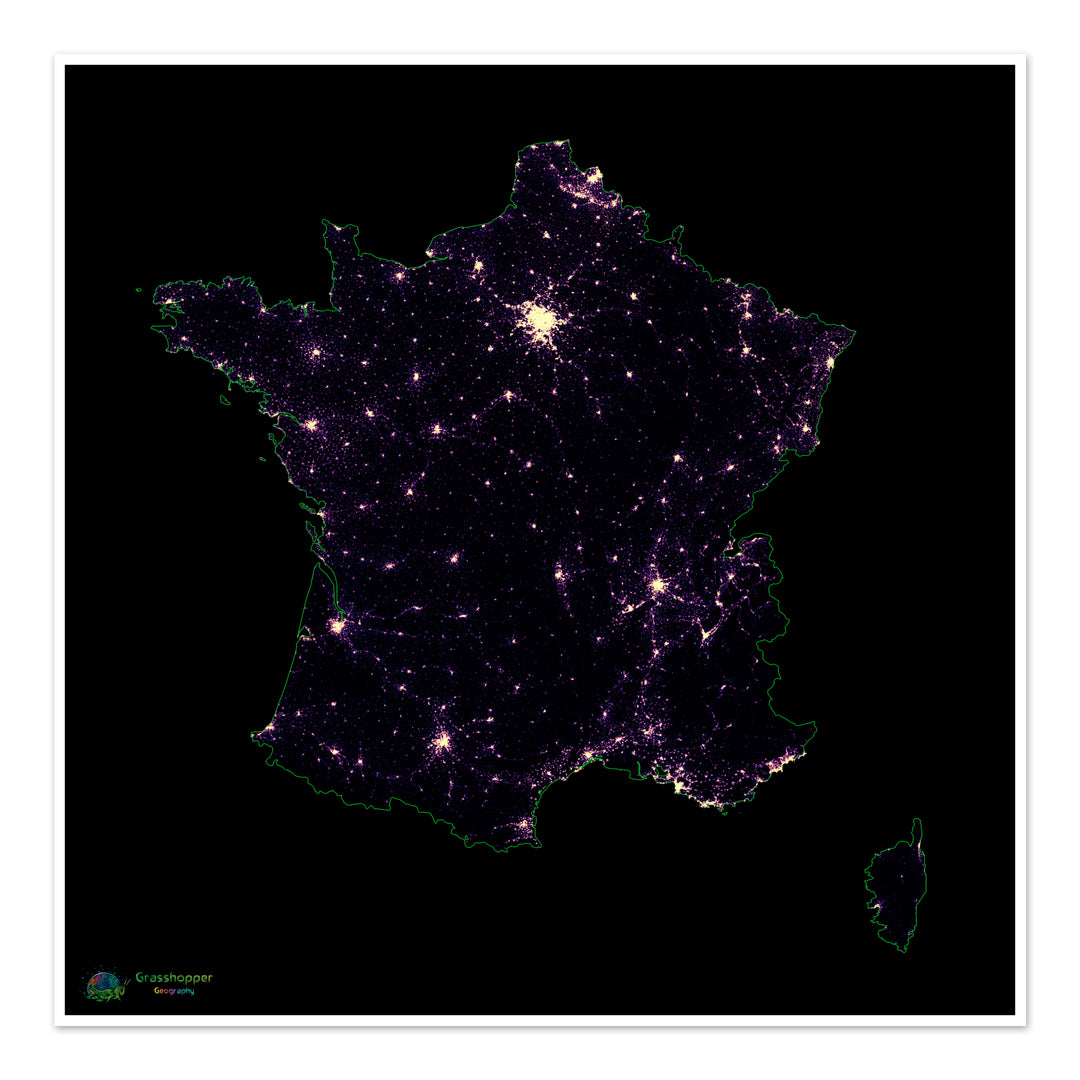 France - Population density heatmap - Fine Art Print