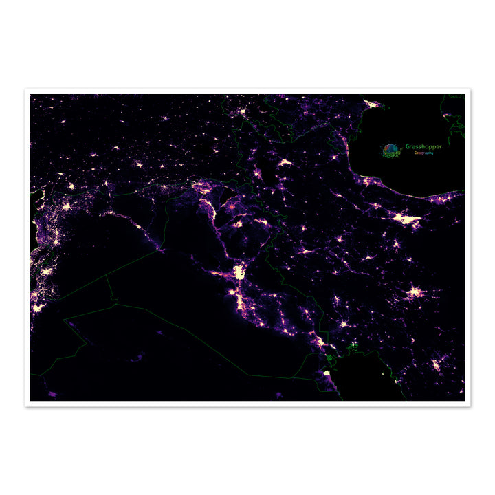 Mesopotamia - Mapa de calor de densidad de población - Impresión de bellas artes
