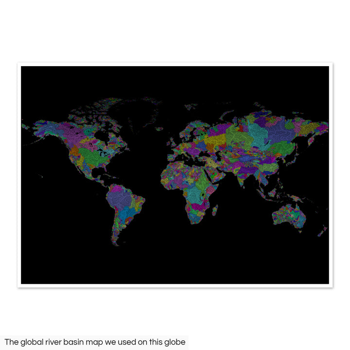 Globo terráqueo de cuenca fluvial en color negro