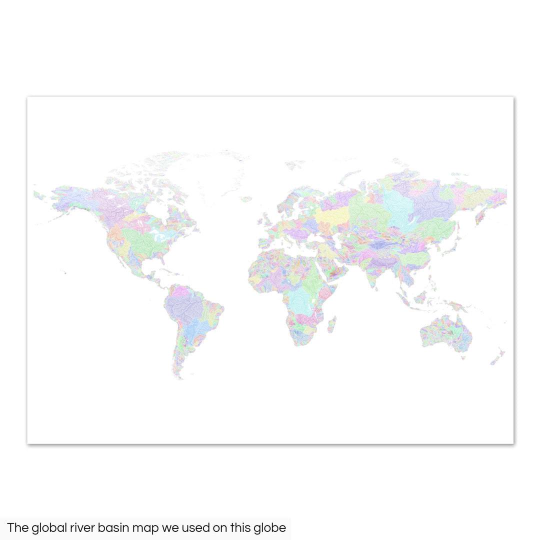 Globo terráqueo de cuenca fluvial en color blanco