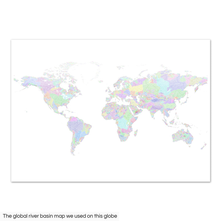 Globo terráqueo de cuenca fluvial en color blanco