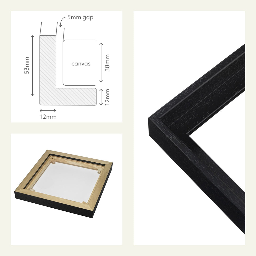 Sonnenuntergang über den Fischgehegen mit einer Mondsichel I – Gerahmte Leinwand