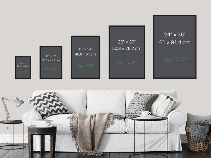 Sonnenuntergang über den Fischgehegen mit einer Mondsichel I – Gerahmte Leinwand