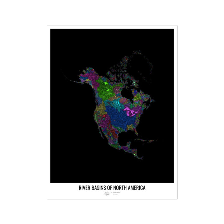 Mapa personalizado da bacia hidrográfica da América do Norte Impressão fotográfica artística