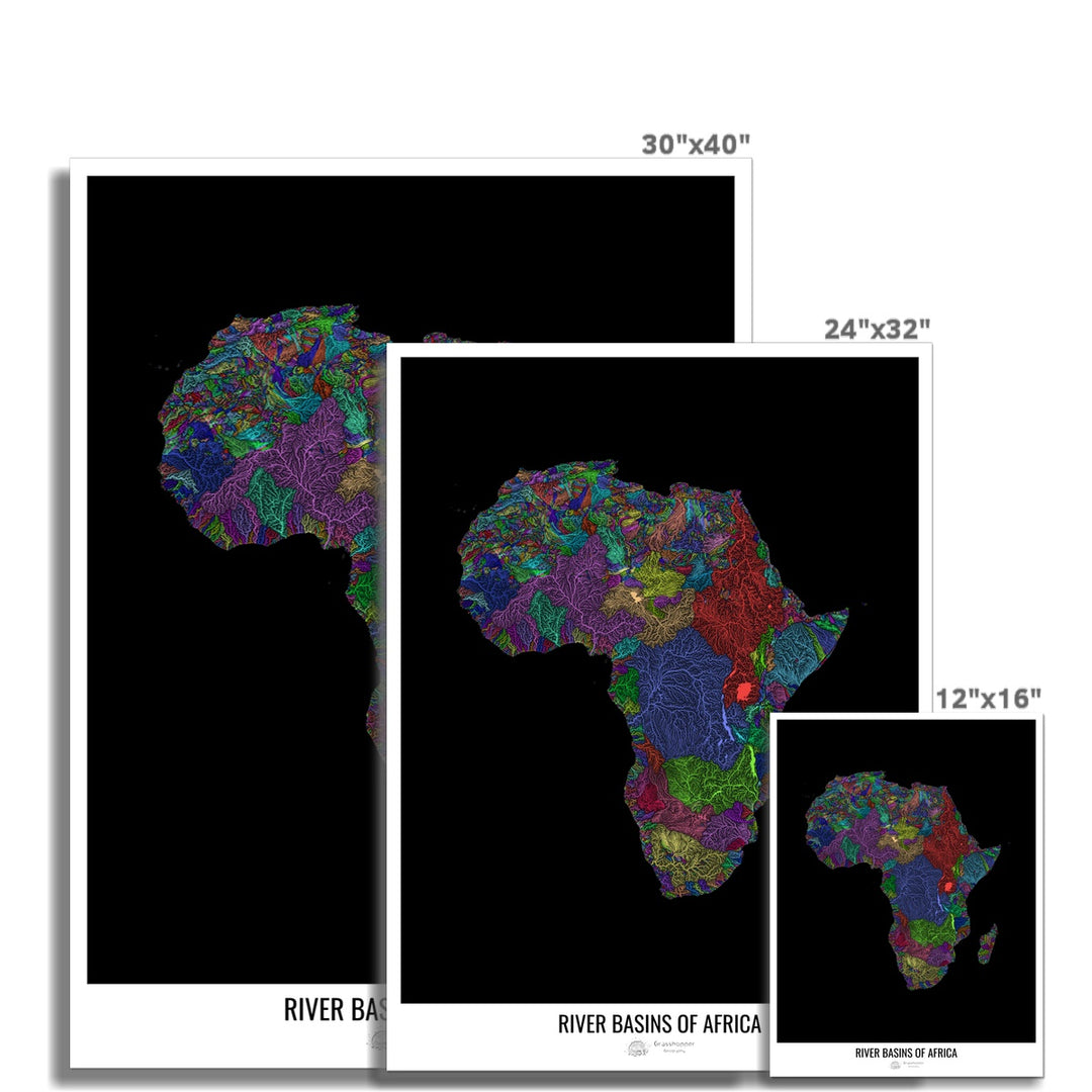 Mapa personalizado da bacia hidrográfica da África Impressão fotográfica artística