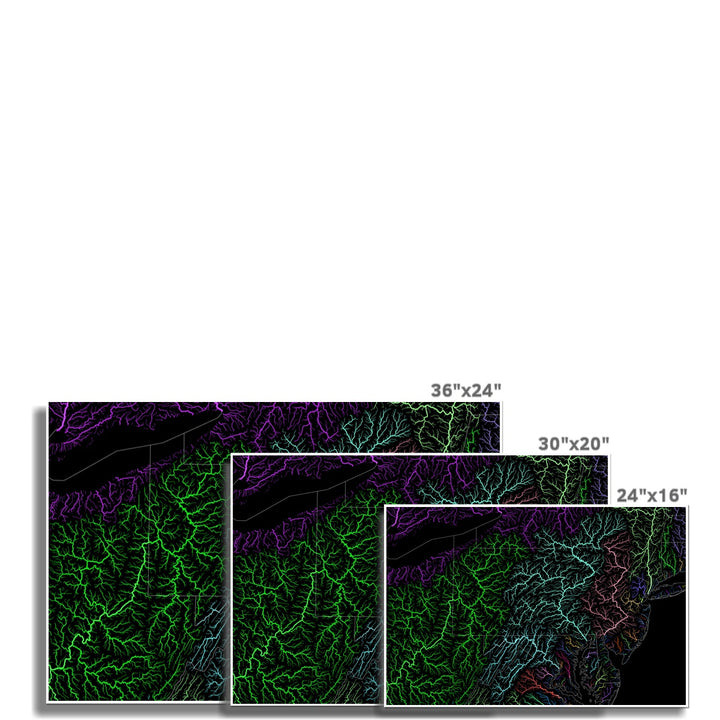 Carte personnalisée du bassin fluvial de Pennsylvanie Photo Art Print
