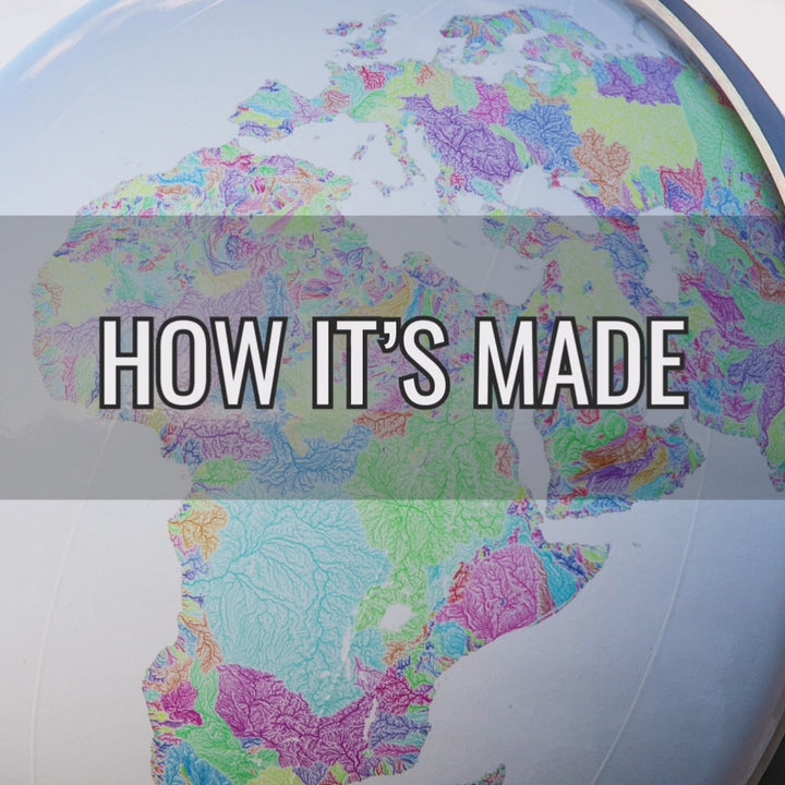 Globo terráqueo de cuenca fluvial en color blanco