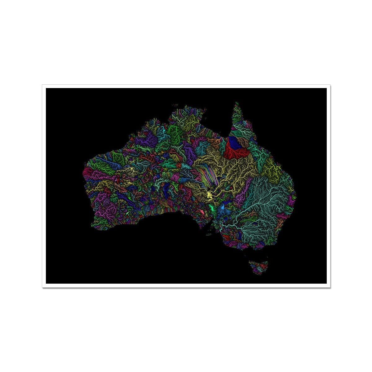 CUSTOM Australia river basin map Fine Art Print – Grasshopper Geography