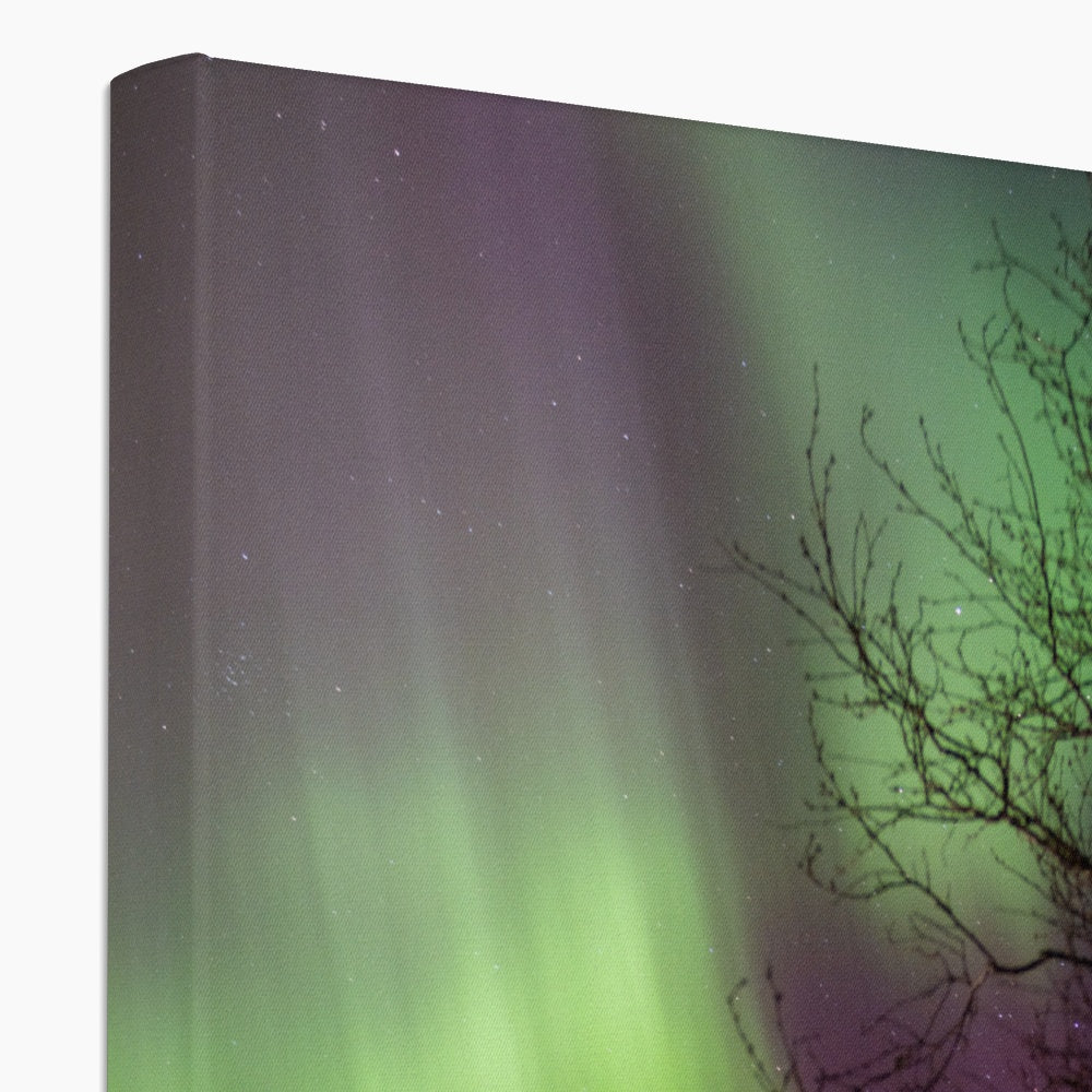 Рыбоводные загоны на острове Лундёйа с полярным сиянием II - Холст