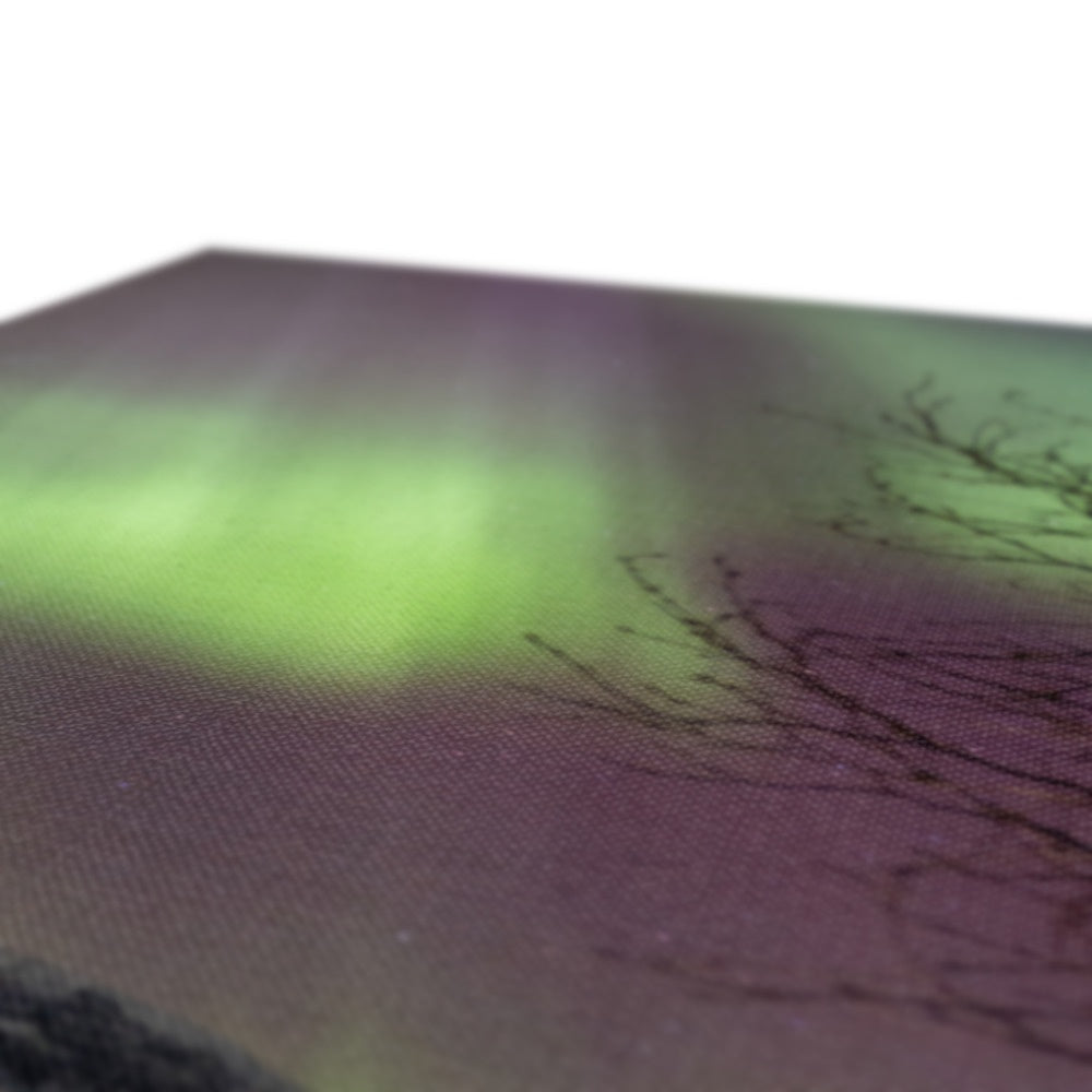 Рыбоводные загоны на острове Лундёйа с полярным сиянием II - Холст