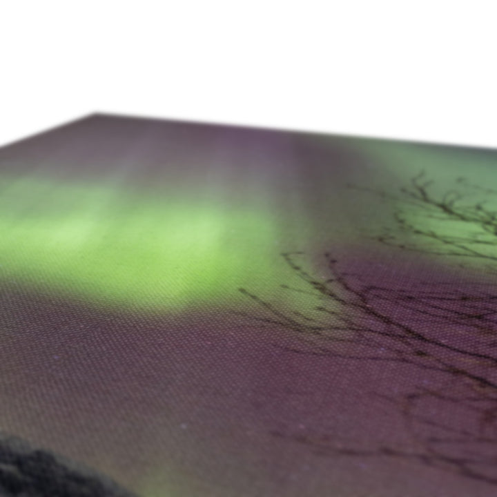 Рыбоводные загоны на острове Лундёйа с полярным сиянием II - Холст