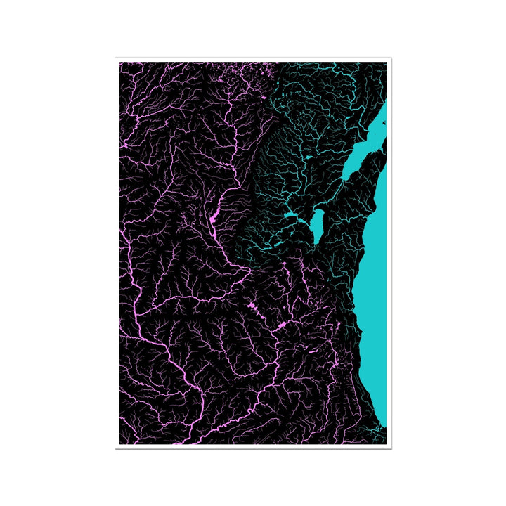CUSTOM River basin map West of Lake Michigan Fine Art Print