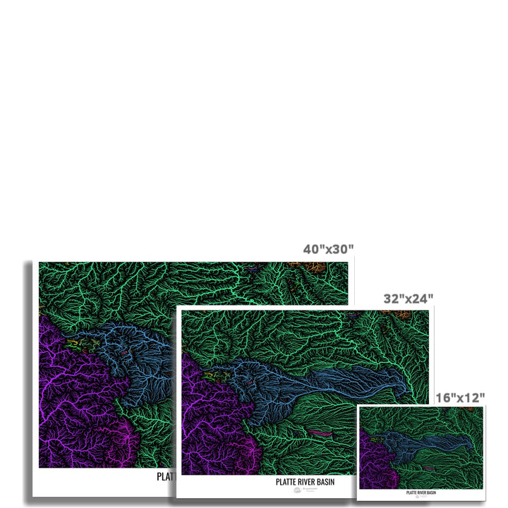 Mapa personalizado da bacia do rio Platte II Impressão fotográfica artística