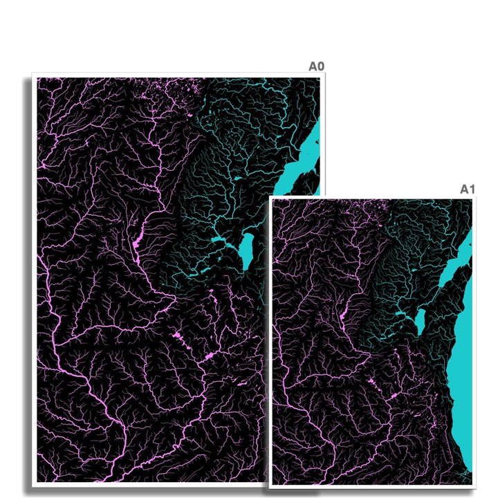 CUSTOM River basin map West of Lake Michigan Fine Art Print
