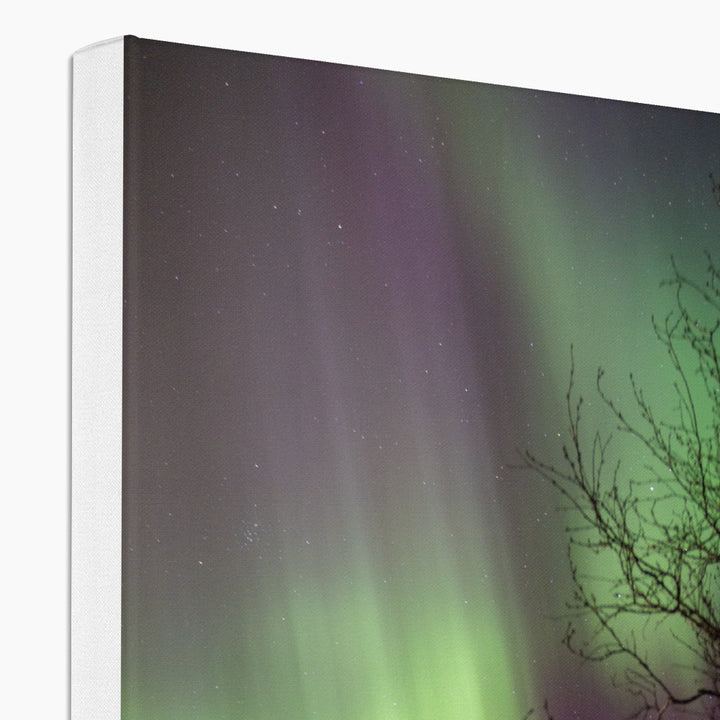Рыбоводные загоны на острове Лундёйа с полярным сиянием II - Холст