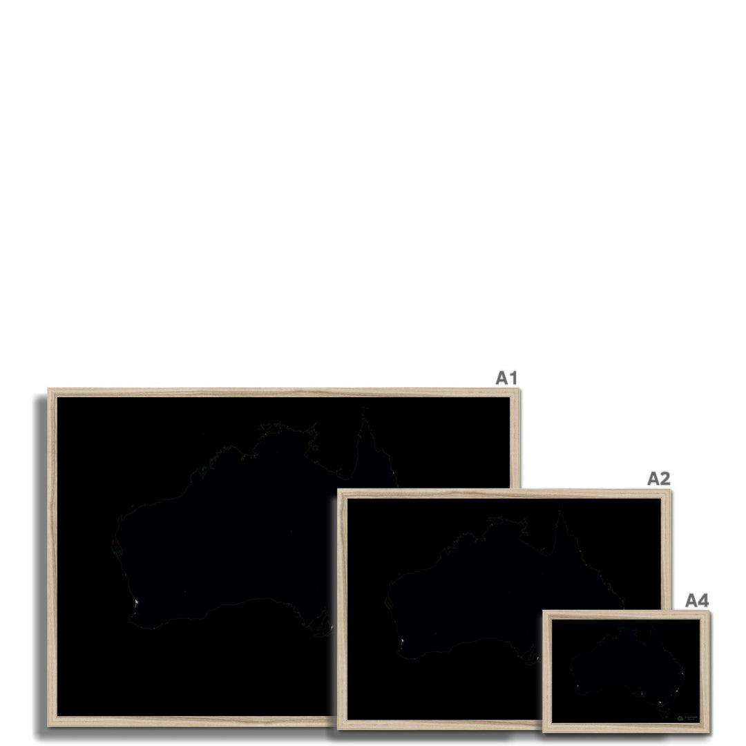 Population density heatmap of Australia Framed Print