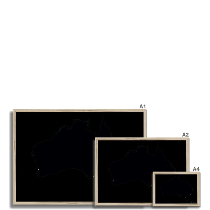 Population density heatmap of Australia Framed Print