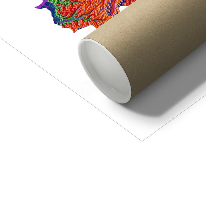 Áustria - Mapa de elevação, branco - Impressão de belas artes