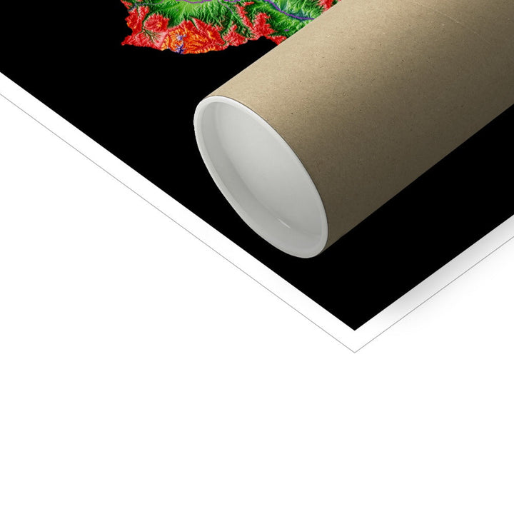 Bulgária - Mapa de elevação, preto - Impressão de belas artes