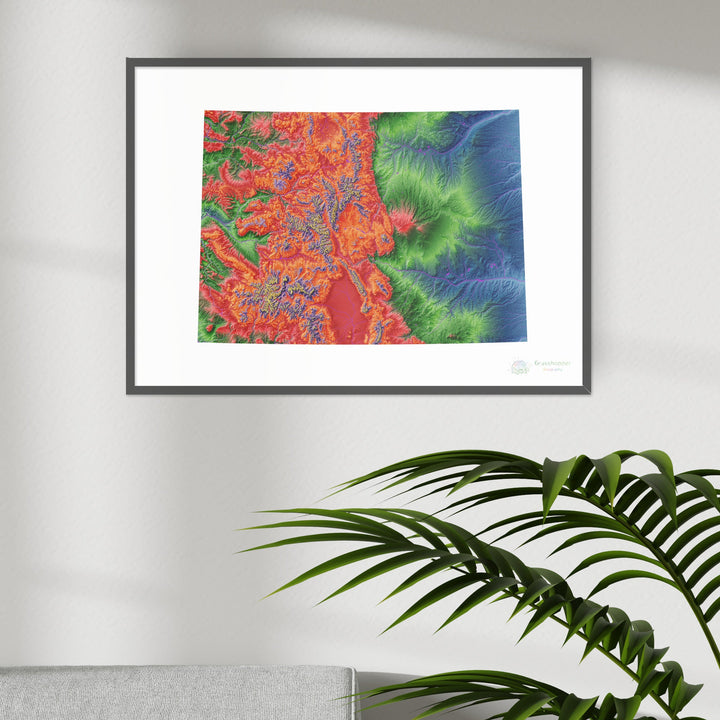 Colorado - Elevation map, white - Fine Art Print