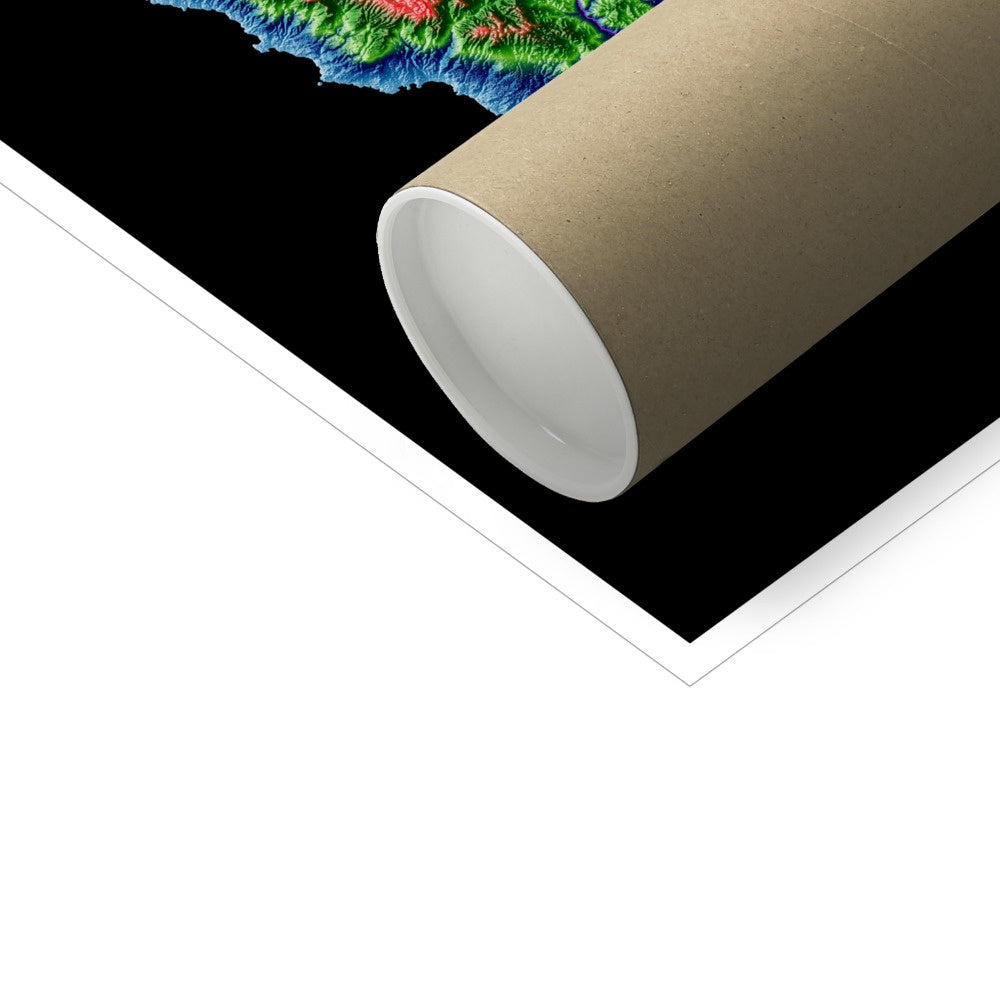 Chipre - Mapa de elevação, preto - Impressão de belas artes