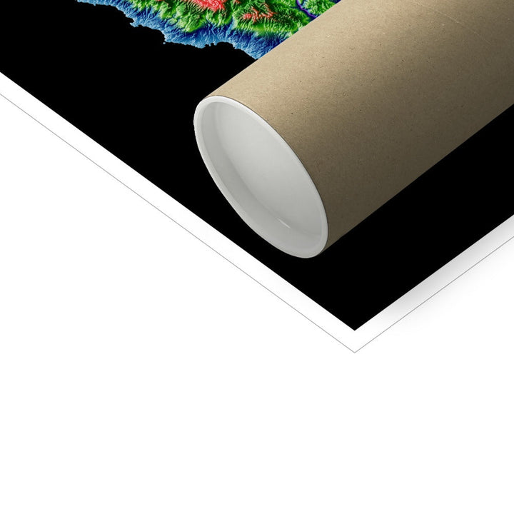 Chipre - Mapa de elevação, preto - Impressão de belas artes