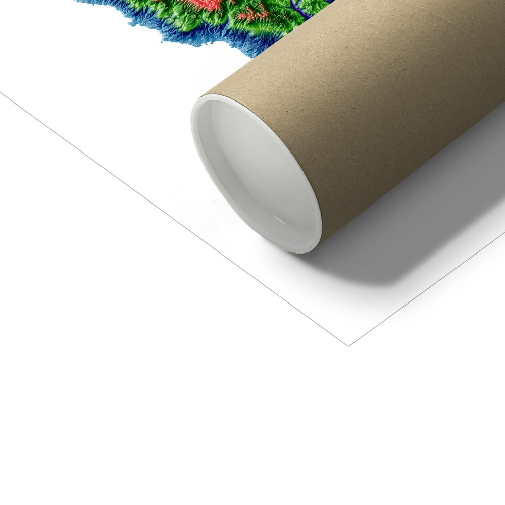 Chipre - Mapa de elevação, branco - Impressão de belas artes