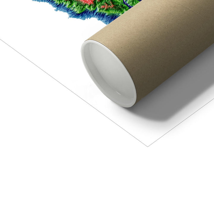 Chipre - Mapa de elevação, branco - Impressão de belas artes