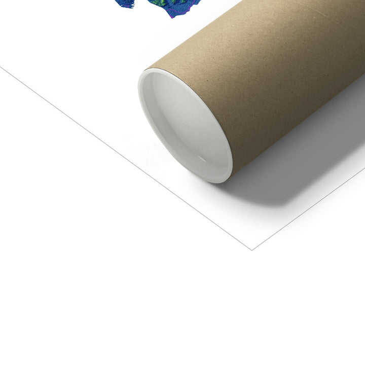 Dinamarca - Mapa de elevação, branco - Impressão de belas artes