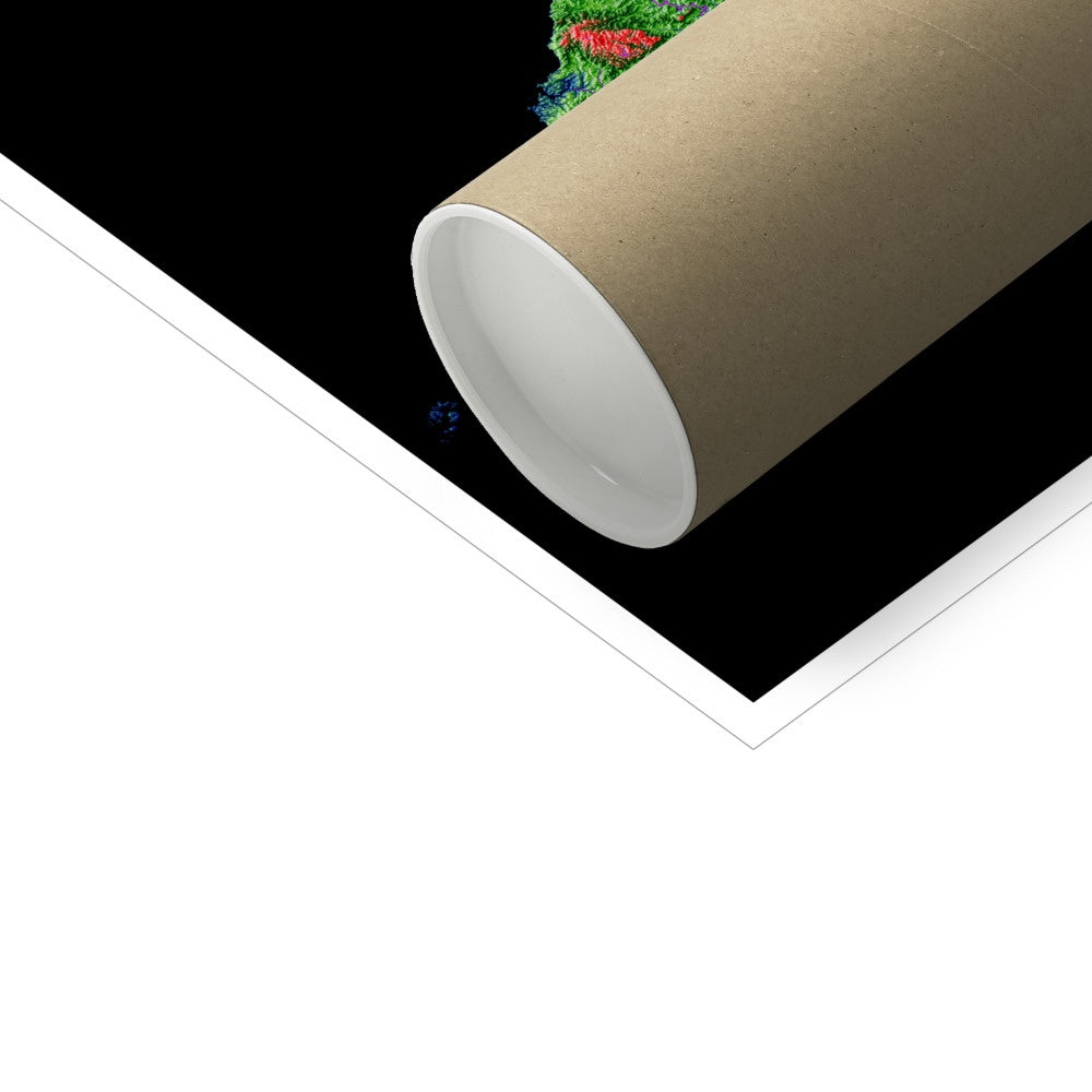 Inglaterra - Mapa de elevação, preto - Impressão de belas artes