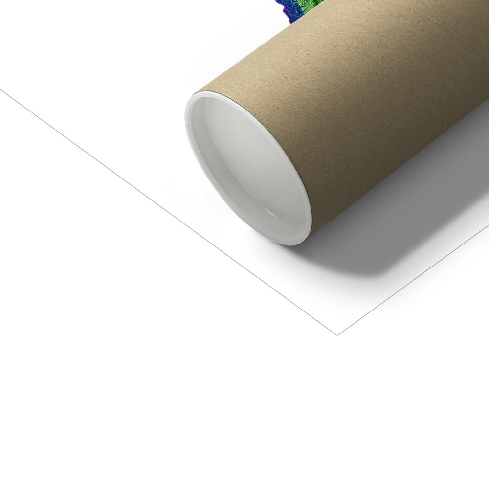 Alemanha - Mapa de elevação, branco - Impressão de belas artes