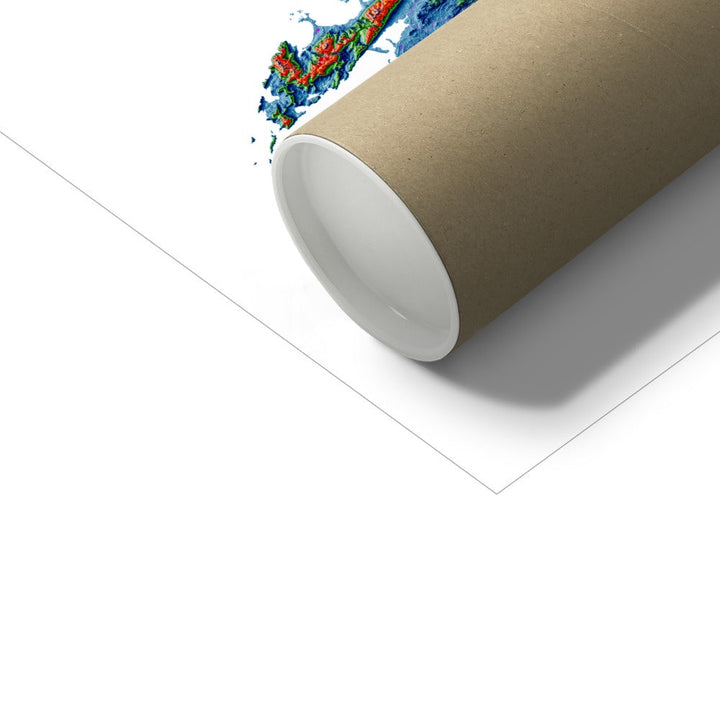 Irlanda - Mapa de elevación, blanco - Impresión de Bellas Artes