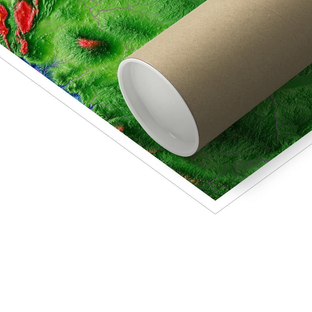 Mesopotamia - Mapa de elevación, blanco - Impresión de Bellas Artes