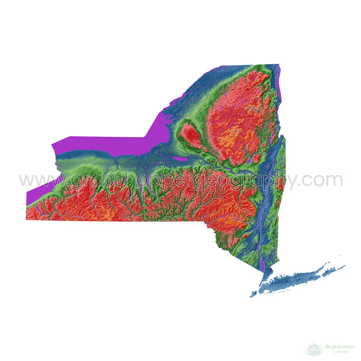 New York - Elevation map, white - Fine Art Print