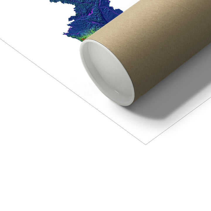 रूस - ऊंचाई मानचित्र, सफेद - फाइन आर्ट प्रिंट